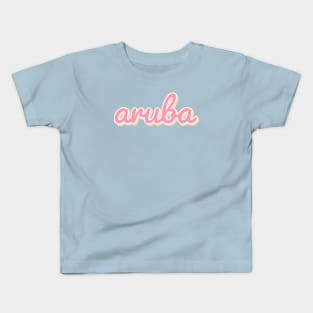 Aruba Retro Groovy Beach Typography Kids T-Shirt